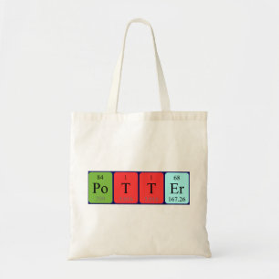 Potter periodic table name tote bag