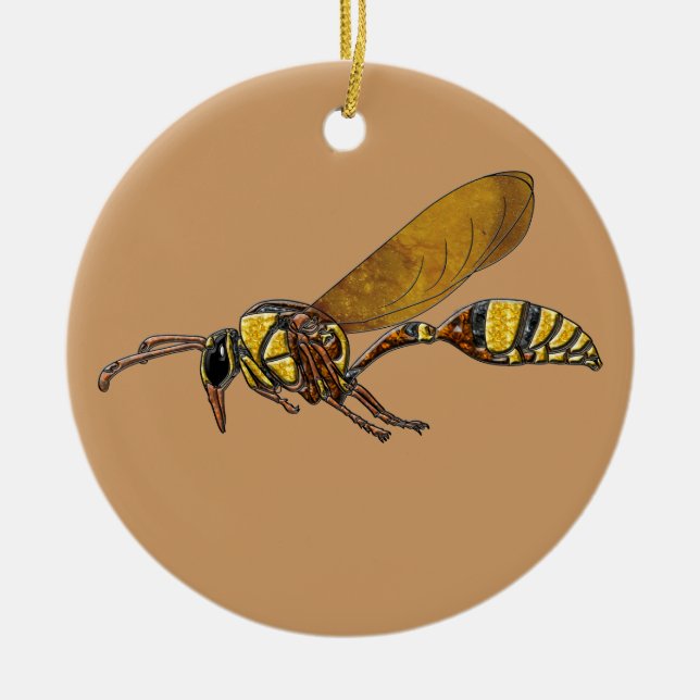 Potter Wasp Ceramic Tree Decoration (Front)