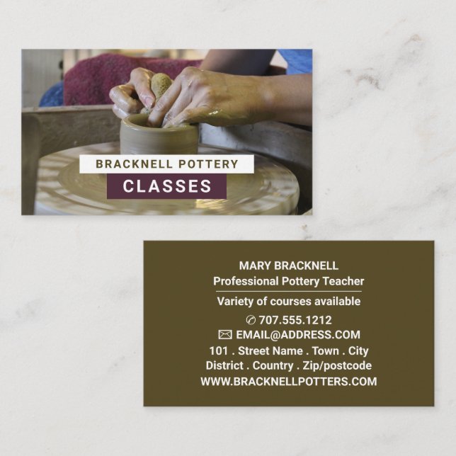 Potter's Wheel, Pottery Classes, Potters Business Card (Front/Back)