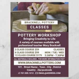 Potter's Wheel, Pottery Classes, Potters  Flyer