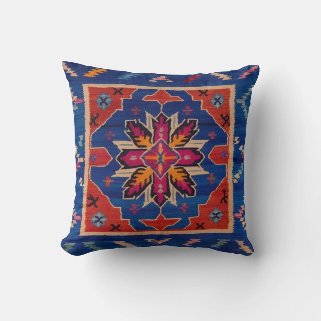 Pottery Barn Blue Kilim Pillows: Timeless Artistry Cushion (Front)