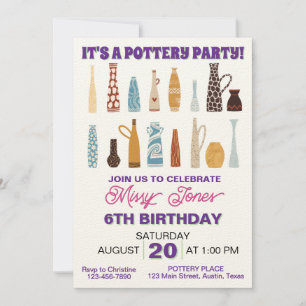 Pottery Birthday Party Invitation