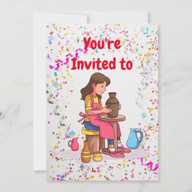 Pottery Birthday Party Invitation (Front)