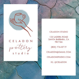 POTTERY Ceramics Studio Elegant Hand-drawn CUSTOM Business Card