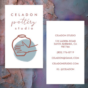 POTTERY Ceramics Studio Elegant Hand-drawn CUSTOM Business Card