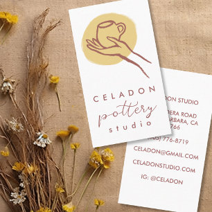 POTTERY Ceramics Studio Elegant Hand-drawn CUSTOM Business Card