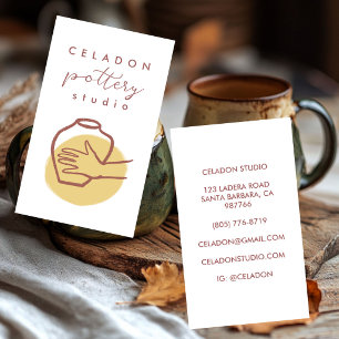 POTTERY Ceramics Studio Elegant Hand-drawn CUSTOM Business Card