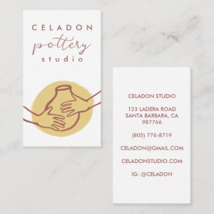 POTTERY Ceramics Studio Elegant Hand-drawn CUSTOM Business Card