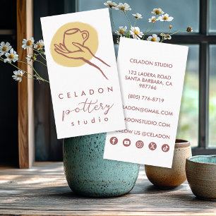POTTERY Ceramics Studio Elegant Hand-drawn Icons  Business Card