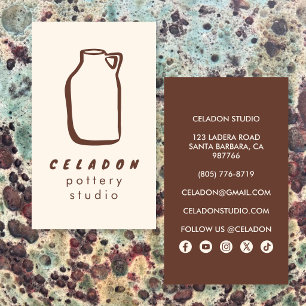 POTTERY Ceramics Studio Elegant Hand-drawn Icons  Business Card