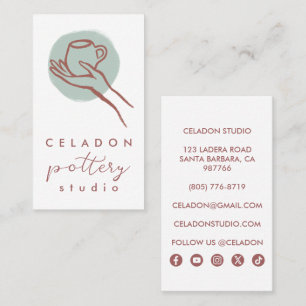POTTERY Ceramics Studio Elegant Hand-drawn Icons  Business Card