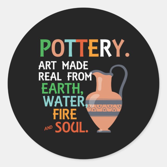 Pottery Earth Water Potter Clay Hobby Artist Gift Classic Round Sticker (Front)