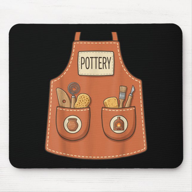 Pottery Funny Ceramic Artist Kiln Worker Apron Mouse Pad (Front)
