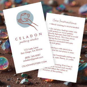 POTTERY Handmade Ceramics CARE Instructions Business Card