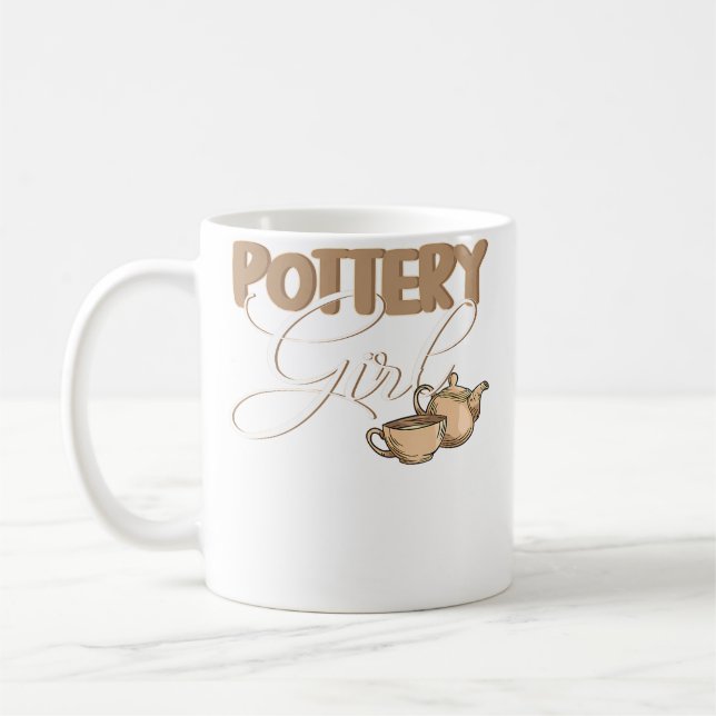 Pottery Makers Pottery Girl Pottery Clay Coffee Mug (Left)