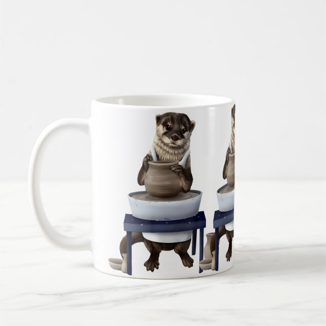 Pottery Otter Coffee Mug (Left)
