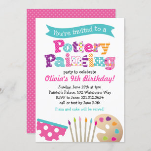 Pottery Painting Art Party Invitation
