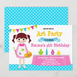 Pottery painting birthday party invitation