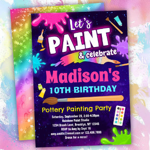Pottery Painting Birthday Party Invitation
