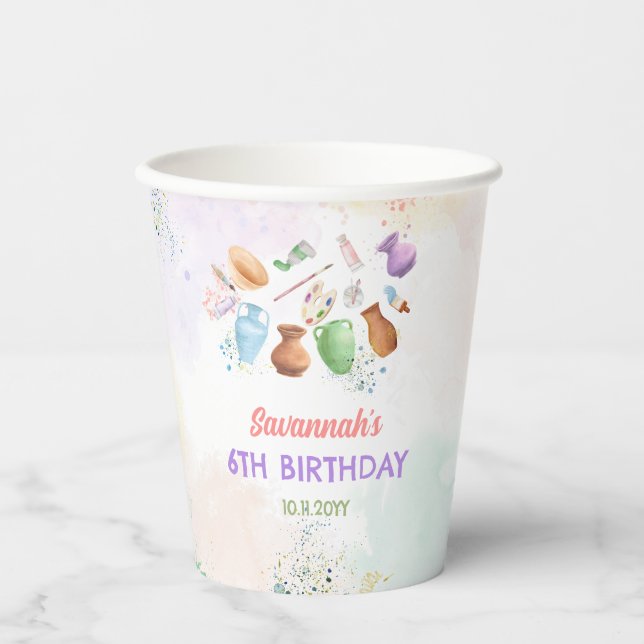 Pottery Painting Party Birthday Paper Cups (Front)