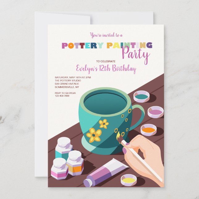 Pottery Painting Party Invitation (Front)