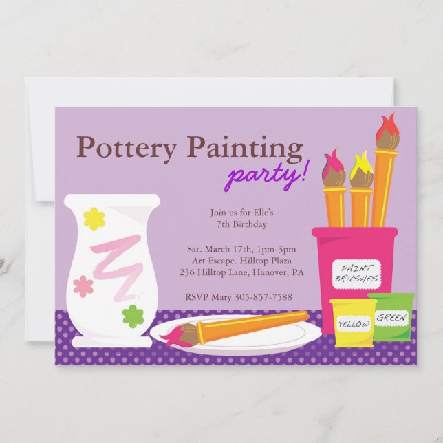 Pottery Painting Party Invitations (Front)