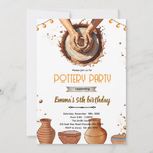 Pottery party theme invitation 