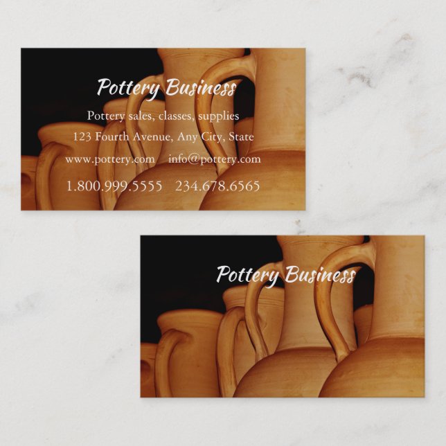 Pottery Sales, Classes, Supplies Business Custom Business Card (Front/Back)