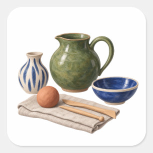 Pottery Studio Ceramics and Tools Square Sticker