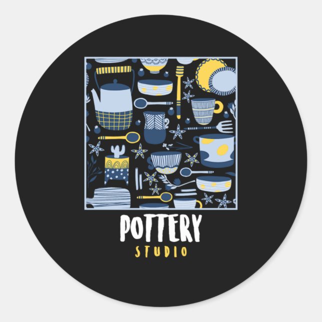 Pottery Studio Ceramics Porcelain Sculpting Gift Classic Round Sticker (Front)