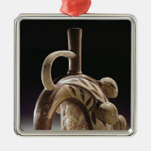 Pottery vessel of a frog climbing a cocoa tree metal tree decoration