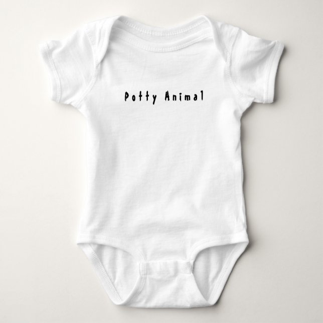 Potty animal baby jersey bodysuit (Front)