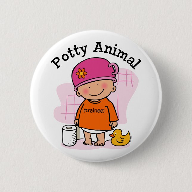 Potty Animal Girl Button (Front)