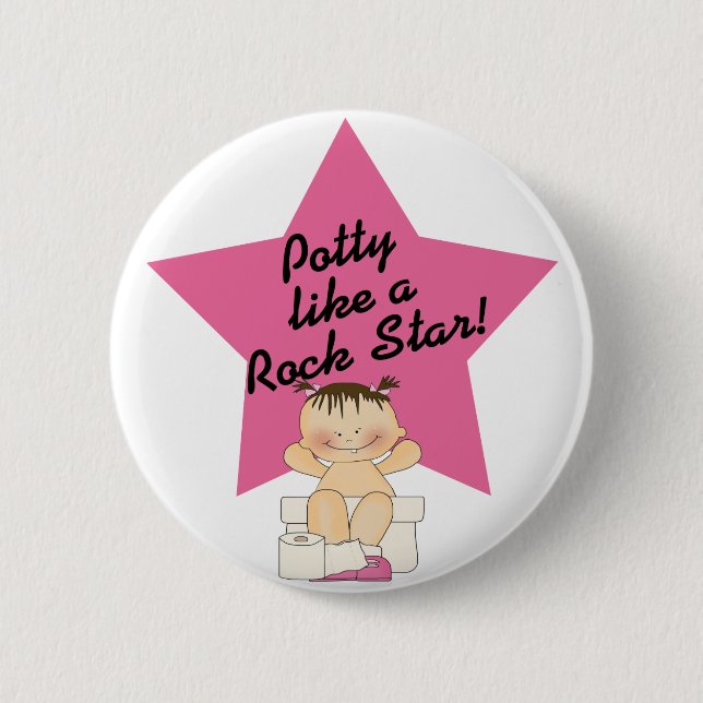 Potty Like A Rock Star Girl 6 Cm Round Badge (Front)