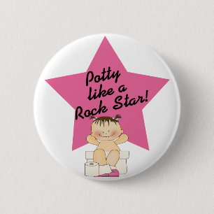 Potty Like A Rock Star Girl 6 Cm Round Badge