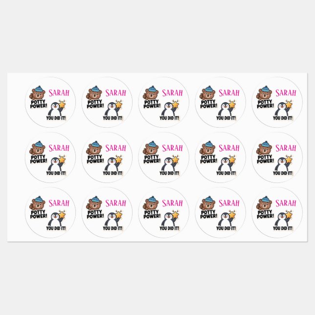 Potty Stickers, Personalized Potty power (Sheet)