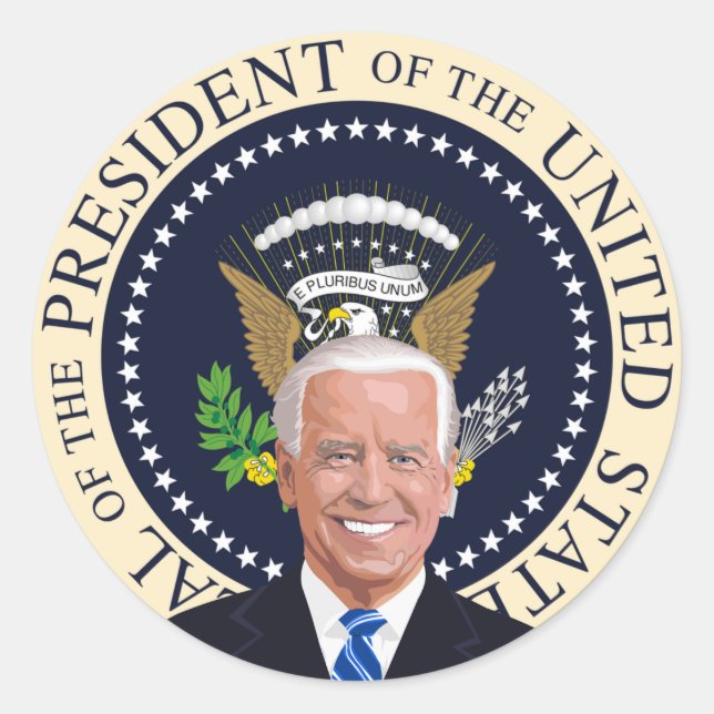 potus joe biden presidential seal round stickers (Front)