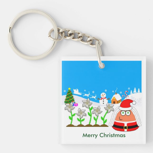 Pou_Christmas Key Ring (Front)
