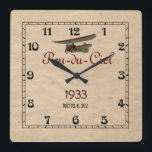 Pou-du-Ciel Square Wall Clock<br><div class="desc">Very art-deco-looking wall clock for retro fans,  featuring 1933 Mignet Pou du Ciel aircraft.</div>