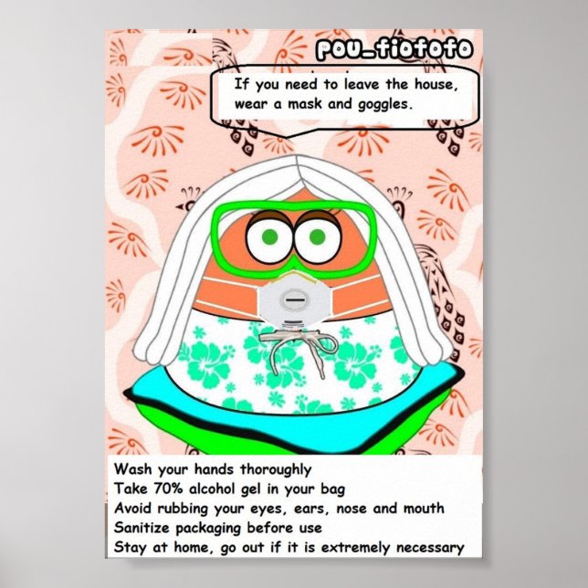 Pou_Fiofofo Coronavirus Protection tips Poster (Front)