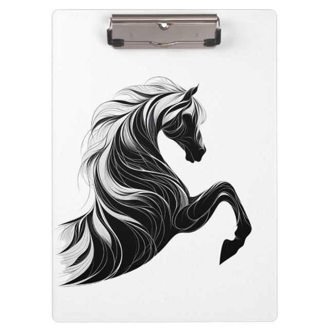 Pouch with Black and White Horse Design Clipboard (Front)