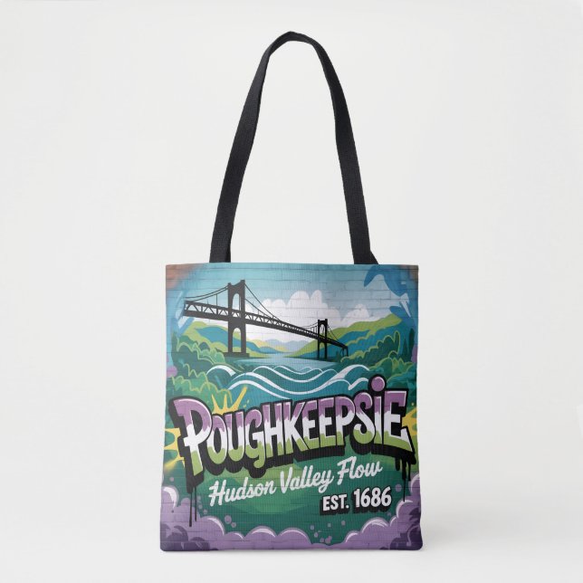 Poughkeepsie Graffiti Mural – Hudson Valley Flow   Tote Bag (Front)