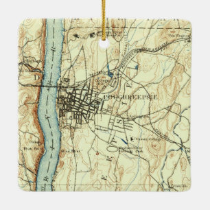 Poughkeepsie NY Vintage Map Ceramic Ornament