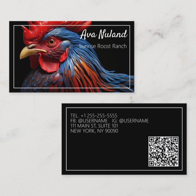 Poultry Chicken Farm Custom QR Business Card (Front/Back)