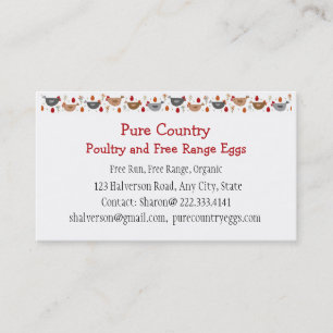 Poultry, Chicken Farm Eggs Free Run, Organic Busi Business Card