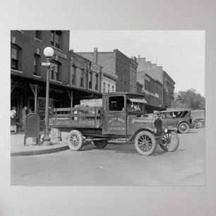 Poultry Delivery Truck, 1926. Vintage Photo Poster
