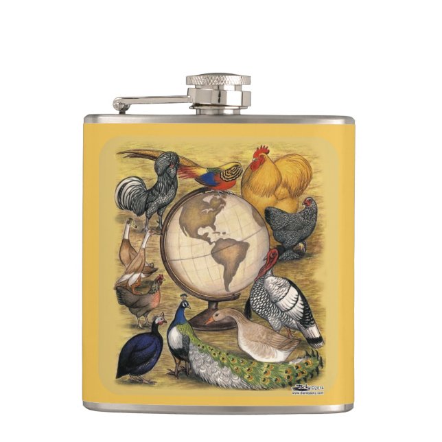 Poultry of the World Hip Flask (Front)