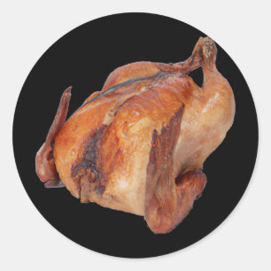 Poultry Roast Rotisserie Chicken - Uni-adults, Bla Classic Round Sticker