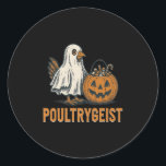 Poultrygeist Chicken Ghost Pumpkin Costume Hallowe Classic Round Sticker<br><div class="desc">Poultrygeist Chicken Ghost Pumpkin Costume Halloween Premium</div>