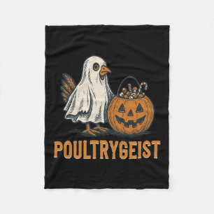 Poultrygeist Chicken Ghost Pumpkin Costume Hallowe Fleece Blanket